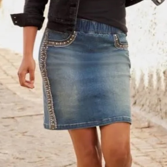 Boston Proper Dresses & Skirts - Boston Proper embellished denim skort NEW 10